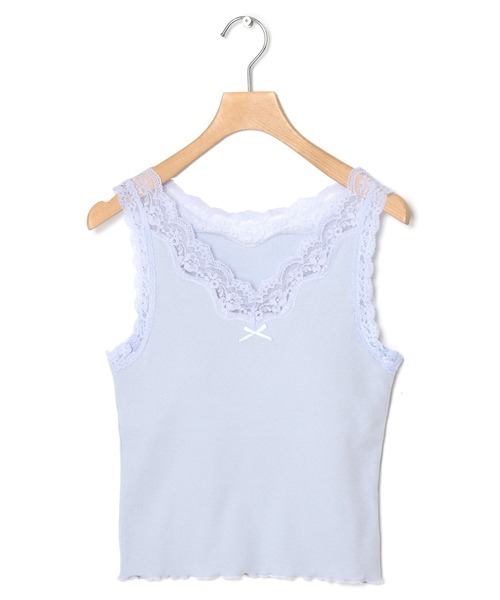 w closet（ダブルクローゼット）の「【カップ付き】レースタンクトップ（タンクトップ・レディース・サックスブルー/ブラック/オフホワイト・FREE）」の14枚目の写真