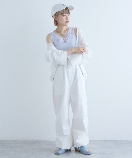 w closet（ダブルクローゼット）の「【カップ付き】レースタンクトップ（タンクトップ・レディース・サックスブルー/ブラック/オフホワイト・FREE）」の17枚目の写真