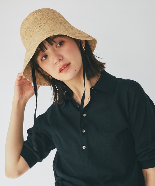 RIVE DROITE(リヴドロワ)の「さらっとした着心地抜群ニット/ハーフスリーブポロニット(ニット/セーター・レディース・グリーン/ブラック・FREE)」の5枚目の写真