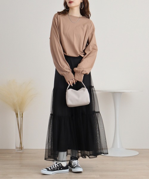 atONE(アットワン)の「atONE プチハイネックロングスリーブプルオーバー 長袖(Tシャツ/カットソー・レディース・ブラック/グレイッシュベージュ/杢グレー/オフホワイト/モカ・M/L/LL/4L/3L)」の21枚目の写真