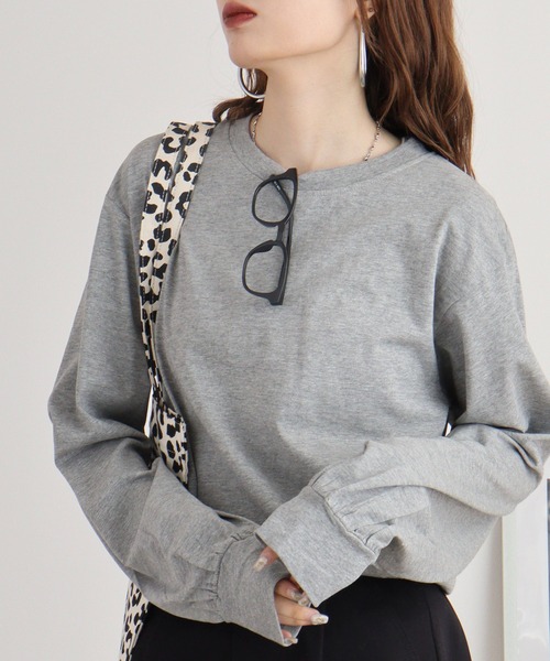 atONE(アットワン)の「atONE プチハイネックロングスリーブプルオーバー 長袖(Tシャツ/カットソー・レディース・ブラック/グレイッシュベージュ/杢グレー/オフホワイト/モカ・M/L/LL/4L/3L)」の15枚目の写真