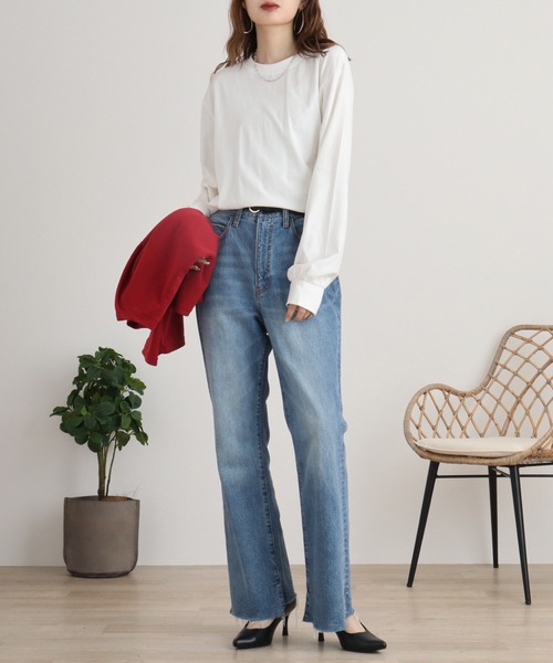 atONE(アットワン)の「atONE プチハイネックロングスリーブプルオーバー 長袖(Tシャツ/カットソー・レディース・ブラック/グレイッシュベージュ/杢グレー/オフホワイト/モカ・M/L/LL/4L/3L)」の6枚目の写真
