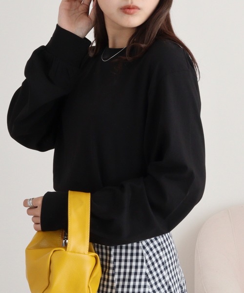 atONE(アットワン)の「atONE プチハイネックロングスリーブプルオーバー 長袖(Tシャツ/カットソー・レディース・ブラック/グレイッシュベージュ/杢グレー/オフホワイト/モカ・M/L/LL/4L/3L)」の9枚目の写真
