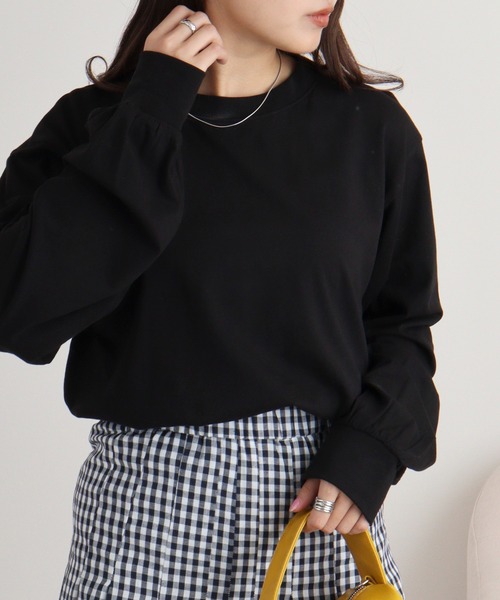 atONE(アットワン)の「atONE プチハイネックロングスリーブプルオーバー 長袖(Tシャツ/カットソー・レディース・ブラック/グレイッシュベージュ/杢グレー/オフホワイト/モカ・M/L/LL/4L/3L)」の10枚目の写真