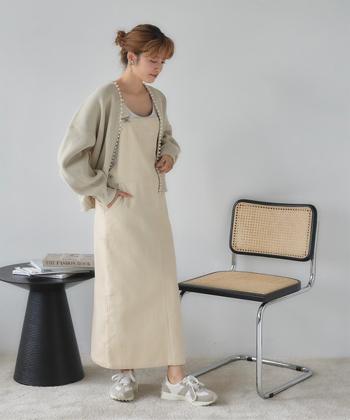 titivate（ティティベイト）の「Iﾗｲﾝｻﾛﾍﾟｯﾄ/ｼﾞｬﾝﾊﾟｰｽｶｰﾄ（ジャンパースカート・レディース・アイボリー/オリーブ/チャコール・S/M）」の7枚目の写真