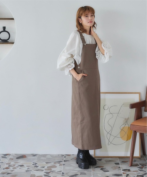 titivate（ティティベイト）の「Iﾗｲﾝｻﾛﾍﾟｯﾄ/ｼﾞｬﾝﾊﾟｰｽｶｰﾄ（ジャンパースカート・レディース・アイボリー/オリーブ/チャコール・S/M）」の9枚目の写真