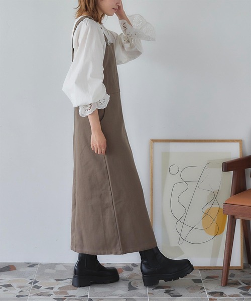 titivate（ティティベイト）の「Iﾗｲﾝｻﾛﾍﾟｯﾄ/ｼﾞｬﾝﾊﾟｰｽｶｰﾄ（ジャンパースカート・レディース・アイボリー/オリーブ/チャコール・S/M）」の12枚目の写真