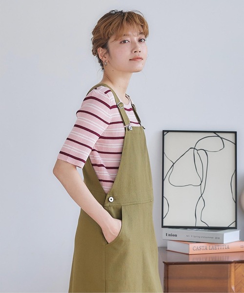 titivate（ティティベイト）の「Iﾗｲﾝｻﾛﾍﾟｯﾄ/ｼﾞｬﾝﾊﾟｰｽｶｰﾄ（ジャンパースカート・レディース・アイボリー/オリーブ/チャコール・S/M）」の13枚目の写真