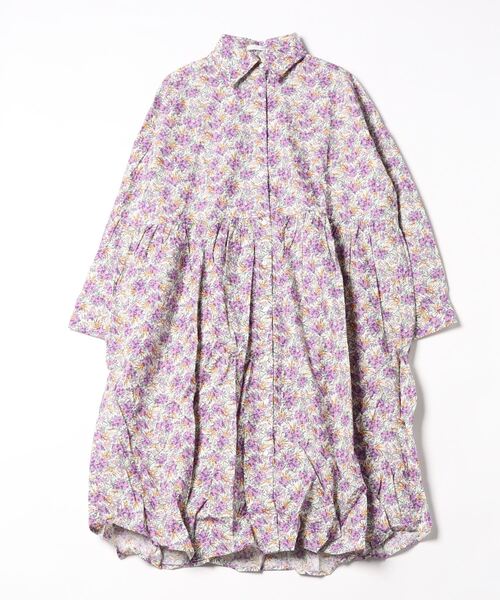 sandy（サンディー）の「【sandy】プリントシャツワンピース（ワンピース・レディース・グリーン/パープル・FREE）」の2枚目の写真