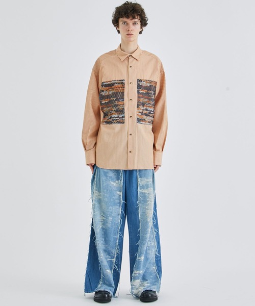 TAUPE（トープ）の「Mesh Pocket Stripe shirts（シャツ/ブラウス・メンズ・サックスブルー/イエロー・2/3）」の12枚目の写真