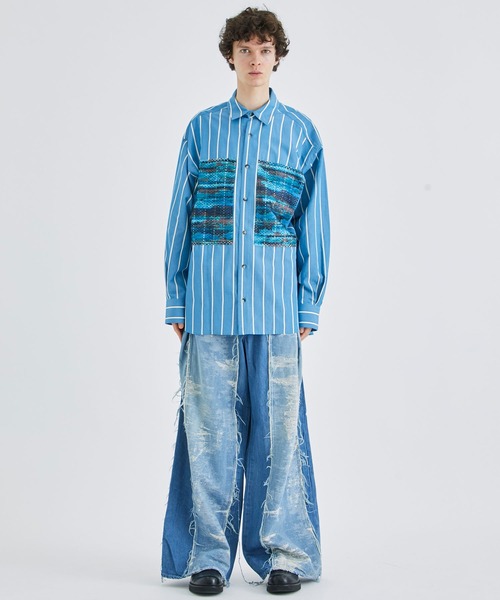 TAUPE（トープ）の「Mesh Pocket Stripe shirts（シャツ/ブラウス・メンズ・サックスブルー/イエロー・2/3）」の22枚目の写真