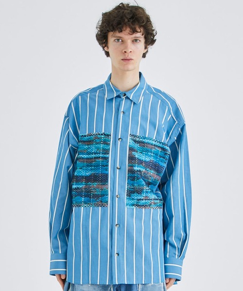 TAUPE（トープ）の「Mesh Pocket Stripe shirts（シャツ/ブラウス・メンズ・サックスブルー/イエロー・2/3）」の21枚目の写真