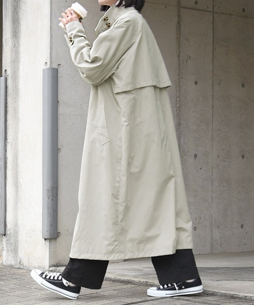 and it_（アンドイット）の「スタンドカラーロングコート（トレンチコート・レディース・ブラック/ベージュ/グレイッシュベージュ・M）」の20枚目の写真