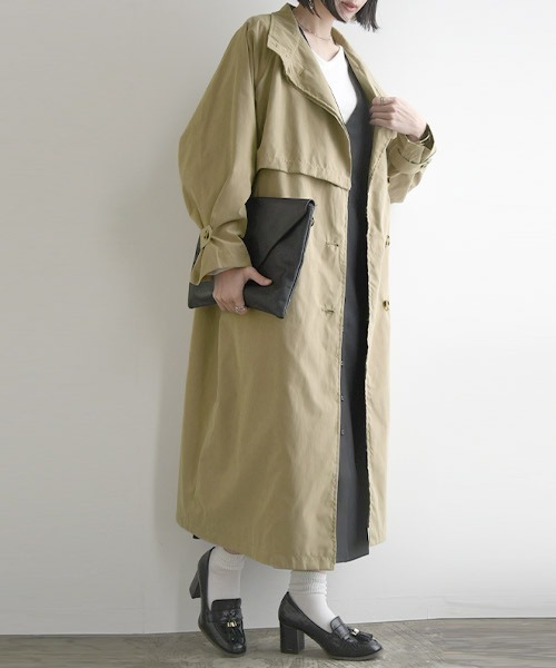 and it_（アンドイット）の「スタンドカラーロングコート（トレンチコート・レディース・ブラック/ベージュ/グレイッシュベージュ・M）」の16枚目の写真