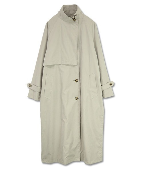 and it_（アンドイット）の「スタンドカラーロングコート（トレンチコート・レディース・ブラック/ベージュ/グレイッシュベージュ・M）」の8枚目の写真