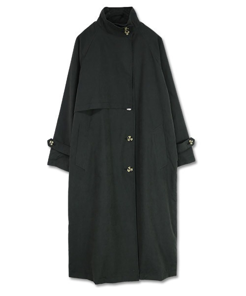 and it_（アンドイット）の「スタンドカラーロングコート（トレンチコート・レディース・ブラック/ベージュ/グレイッシュベージュ・M）」の5枚目の写真