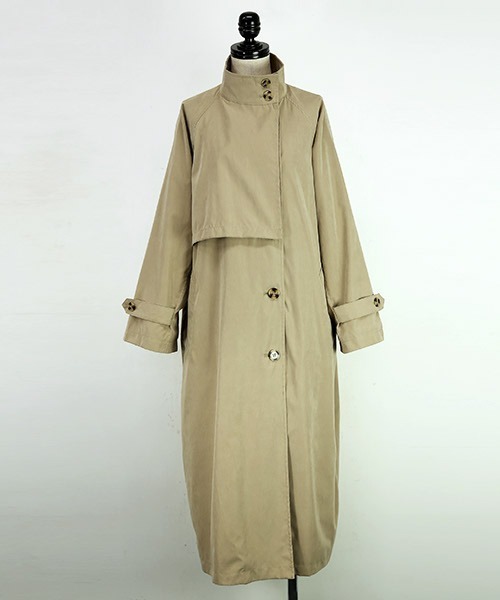 and it_（アンドイット）の「スタンドカラーロングコート（トレンチコート・レディース・ブラック/ベージュ/グレイッシュベージュ・M）」の17枚目の写真