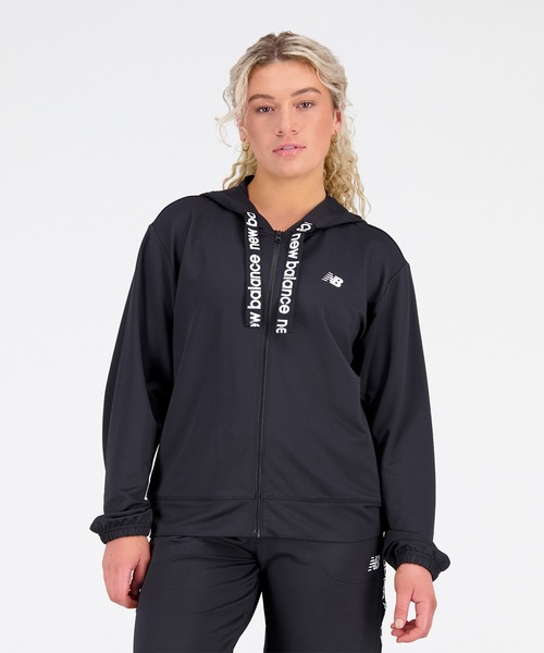 新品未使用ニューバランスレディース フルジップ フーディー千鳥格子Lサイズ ニューバランスゴルフ ダンボールニットフルジップフーディーパーカー