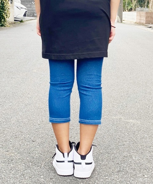 Ampersand（アンパサンド）の「Ampersand/アンパサンド ニットレギンス 7分丈（デニムパンツ・キッズ・ベージュ/ネイビー/ラベンダー/ブルー/カーキ・140/120/130）」の7枚目の写真