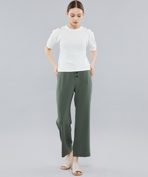 FEMMENT（ファモン）の「【FEMMENT/ファモン】《STUDIOUS別注》フロントボタンパンツ（スラックス・レディース・カーキ/ピンク系その他・1/2）」の4枚目の写真