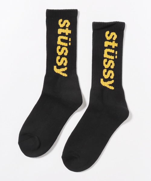 STUSSY（ステューシー）の「STUSSY/ステューシー HELVETICA CREW SOCKS 靴下（ソックス/靴下・メンズ・ホワイト×ブラック/ブラック×イエロー/ホワイト×グリーン/ホワイト×ピンク/ブラウン/ホワイト系/ブルー/ピンク/レッド・ONE SIZE）」の6枚目の写真