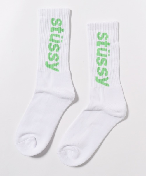 STUSSY（ステューシー）の「STUSSY/ステューシー HELVETICA CREW SOCKS 靴下（ソックス/靴下・メンズ・ホワイト×ブラック/ブラック×イエロー/ホワイト×グリーン/ホワイト×ピンク/ブラウン/ホワイト系/ブルー/ピンク/レッド・ONE SIZE）」の16枚目の写真