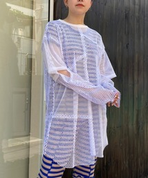 Candy Stripper | CUT SLEEVE MESH PATCHED トップス(その他トップス)