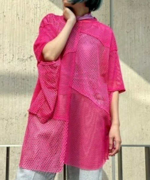 Candy Stripper（キャンディストリッパー）の「CUT SLEEVE MESH PATCHED トップス（その他トップス・レディース・オフホワイト/ピンク/ブルー/ライトグリーン/ブラック・2）」の5枚目の写真