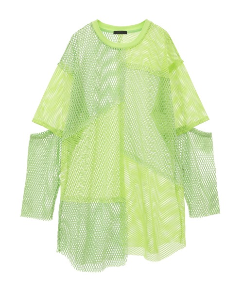 Candy Stripper（キャンディストリッパー）の「CUT SLEEVE MESH PATCHED トップス（その他トップス・レディース・オフホワイト/ピンク/ブルー/ライトグリーン/ブラック・2）」の3枚目の写真