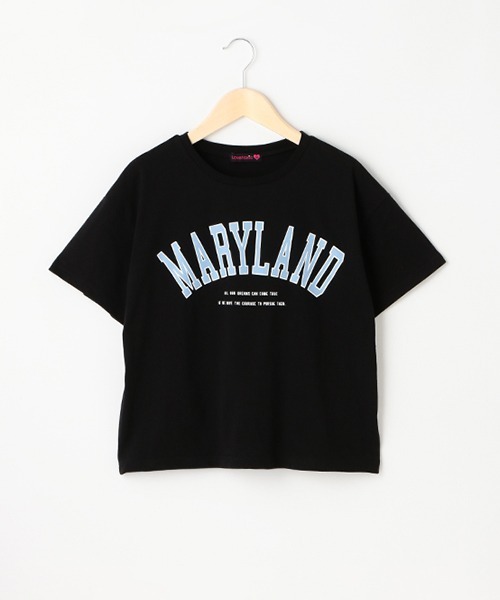 LOVETOXIC(ラブトキシック)の「カレッジロゴ990半T(Tシャツ/カットソー・キッズ・グリーン/ベージュ/サックスブルー/オフホワイト/ブラック・M/L/S/SS)」の3枚目の写真