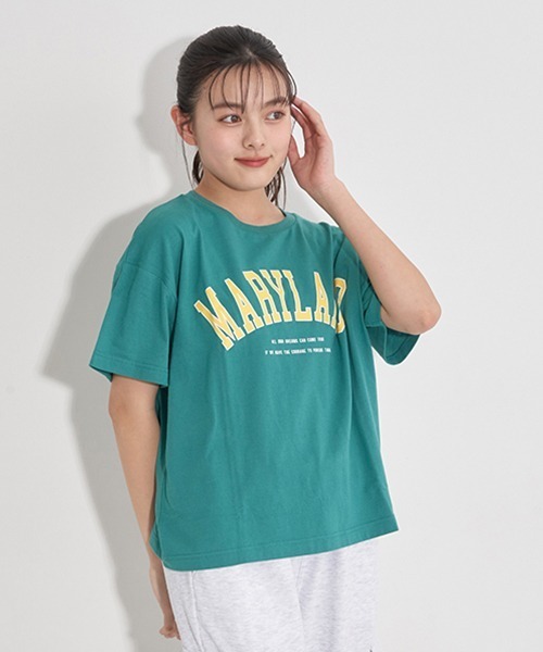 LOVETOXIC(ラブトキシック)の「カレッジロゴ990半T(Tシャツ/カットソー・キッズ・グリーン/ベージュ/サックスブルー/オフホワイト/ブラック・M/L/S/SS)」の15枚目の写真