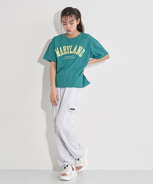 LOVETOXIC(ラブトキシック)の「カレッジロゴ990半T(Tシャツ/カットソー・キッズ・グリーン/ベージュ/サックスブルー/オフホワイト/ブラック・M/L/S/SS)」の16枚目の写真