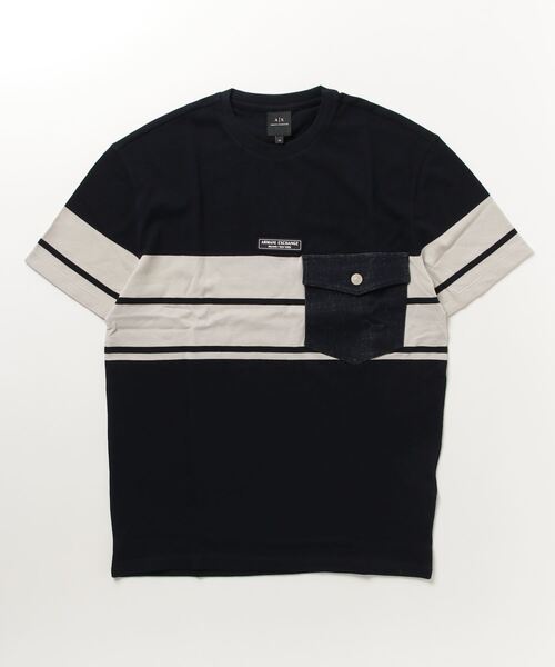ARMANI EXCHANGE(アルマーニエクスチェンジ)の「【A|X アルマーニ エクスチェンジ】ラインデザイン 半袖クルーネックカットソー(Tシャツ/カットソー・メンズ・ホワイト/ネイビー・LARGE/MEDIUM/SMALL/X-LARGE/X-SMALL)」の1枚目の写真