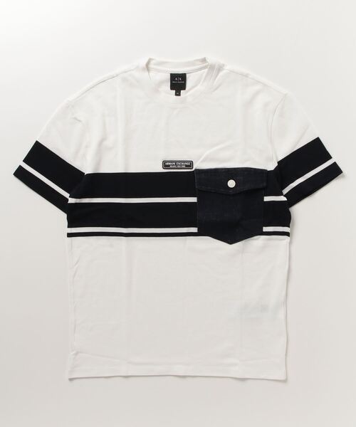 ARMANI EXCHANGE(アルマーニエクスチェンジ)の「【A|X アルマーニ エクスチェンジ】ラインデザイン 半袖クルーネックカットソー(Tシャツ/カットソー・メンズ・ホワイト/ネイビー・LARGE/MEDIUM/SMALL/X-LARGE/X-SMALL)」の2枚目の写真