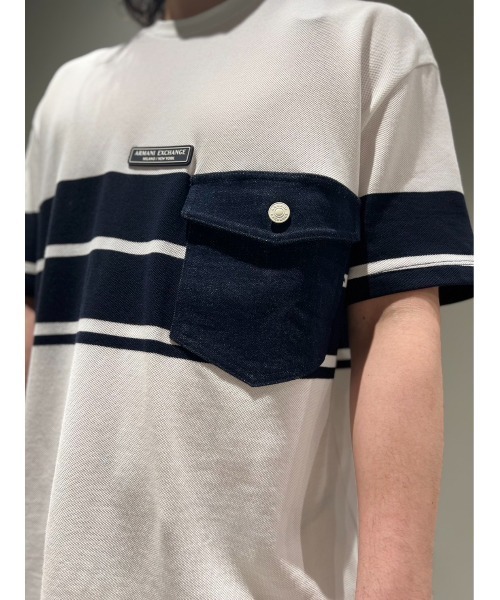 ARMANI EXCHANGE(アルマーニエクスチェンジ)の「【A|X アルマーニ エクスチェンジ】ラインデザイン 半袖クルーネックカットソー(Tシャツ/カットソー・メンズ・ホワイト/ネイビー・LARGE/MEDIUM/SMALL/X-LARGE/X-SMALL)」の6枚目の写真