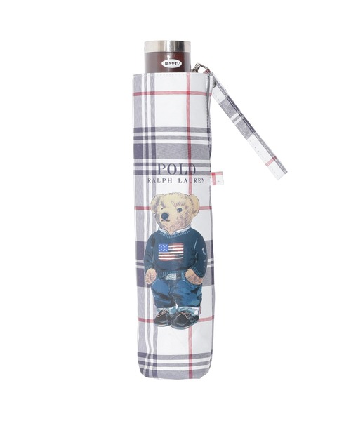 新品ポロラルフローレン☆ポロベア晴雨兼用チェック柄長傘 POLO RALPH LAUREN 晴雨兼用 折りたたみ傘 日傘 ベア 遮熱 1級