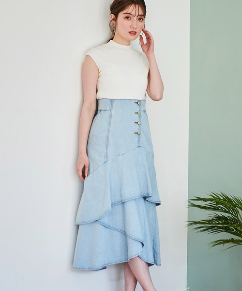 NOELA（ノエラ）の「ティアードデニムスカート（デニムスカート・レディース・インディゴブルー/ブルー/ダークインディゴブルー・S/M）」の2枚目の写真