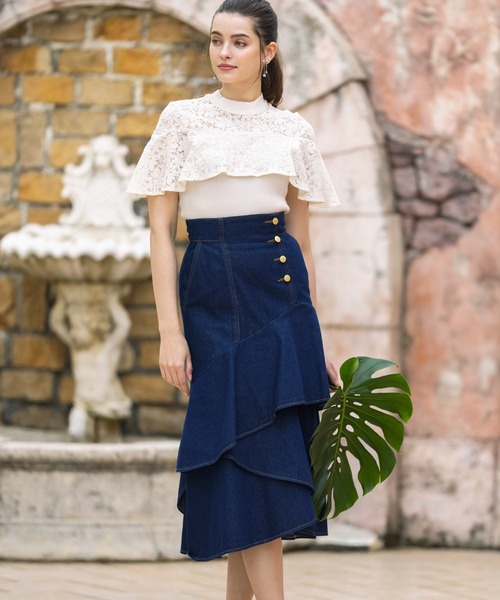 NOELA（ノエラ）の「ティアードデニムスカート（デニムスカート・レディース・インディゴブルー/ブルー/ダークインディゴブルー・S/M）」の3枚目の写真