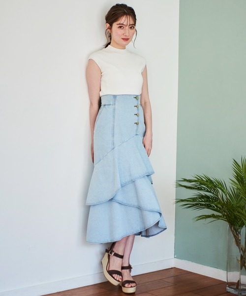 NOELA（ノエラ）の「ティアードデニムスカート（デニムスカート・レディース・インディゴブルー/ブルー/ダークインディゴブルー・S/M）」の14枚目の写真