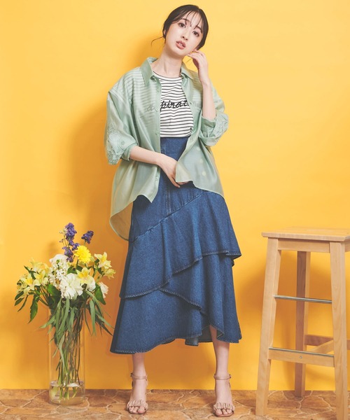 NOELA（ノエラ）の「ティアードデニムスカート（デニムスカート・レディース・インディゴブルー/ブルー/ダークインディゴブルー・S/M）」の8枚目の写真