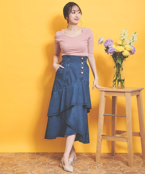 NOELA（ノエラ）の「ティアードデニムスカート（デニムスカート・レディース・インディゴブルー/ブルー/ダークインディゴブルー・S/M）」の11枚目の写真