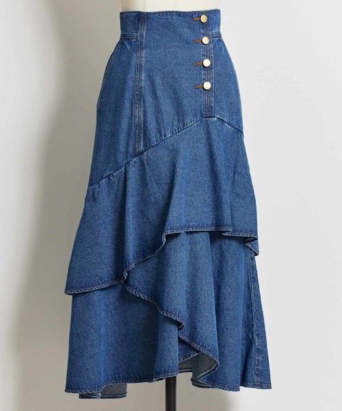 NOELA（ノエラ）の「ティアードデニムスカート（デニムスカート・レディース・インディゴブルー/ブルー/ダークインディゴブルー・S/M）」の7枚目の写真