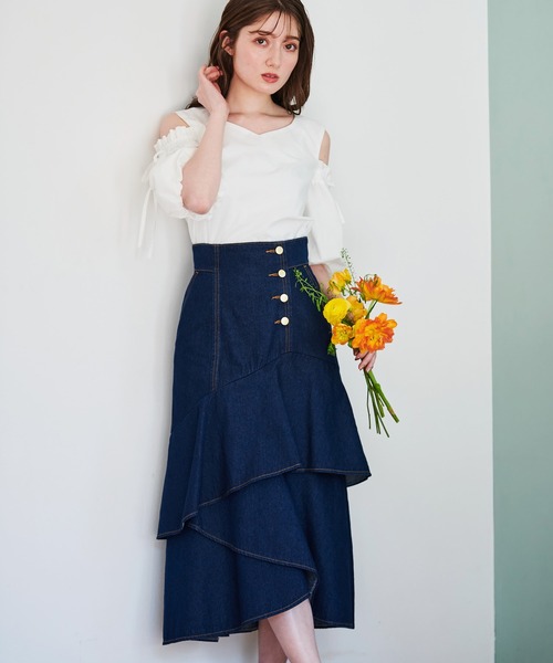 NOELA（ノエラ）の「ティアードデニムスカート（デニムスカート・レディース・インディゴブルー/ブルー/ダークインディゴブルー・S/M）」の19枚目の写真