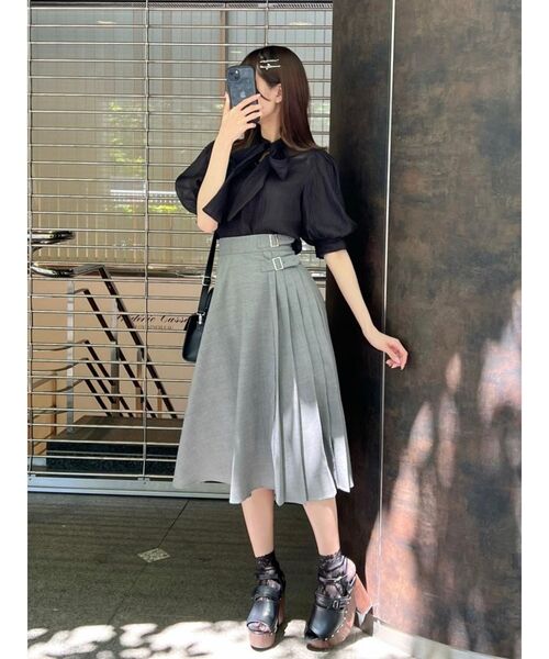 EATME（イートミー）の「サイドプリーツアシンメトリースカート（スカート・レディース・ブラック/ベージュ/その他1・SMALL/MEDIUM）」の12枚目の写真