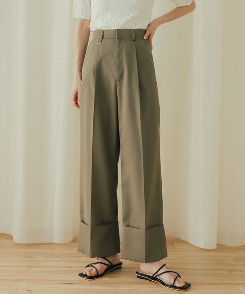SENSE OF PLACE by URBAN RESEARCH（センスオブプレイスバイアーバンリサーチ）の「センタープレスダブルワイドパンツ（その他パンツ・レディース・カーキ/ベージュ/チャコールグレー・MEDIUM/SMALL）」の3枚目の写真