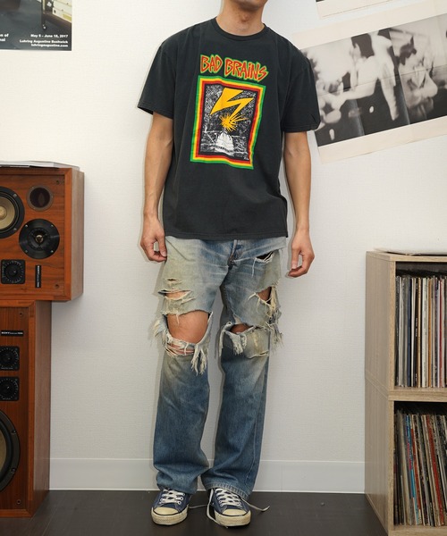 2AM(ツーエイエム)の「【THRIFTY LOOK/スリフティールック】"BAD BRAINS(バッドブレインズ)"TEE ロック/ビンテージ/ユーズドライクTシャツ(Tシャツ/カットソー・メンズ・ブラック・LARGE/X-LARGE)」の4枚目の写真