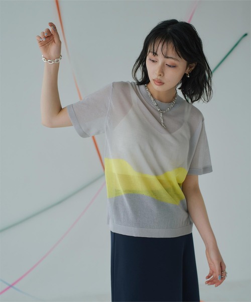 miette(ミエット)の「配色ニュアンスラインシアートップス(ニット/セーター・レディース・ブラック/ライトグレー/オフホワイト・FREE)」の10枚目の写真