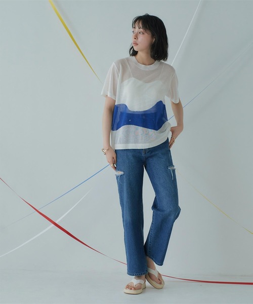 miette(ミエット)の「配色ニュアンスラインシアートップス(ニット/セーター・レディース・ブラック/ライトグレー/オフホワイト・FREE)」の5枚目の写真
