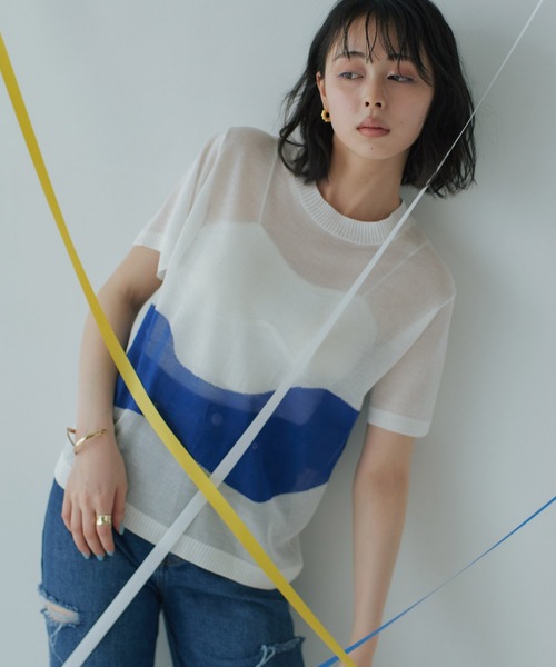 miette(ミエット)の「配色ニュアンスラインシアートップス(ニット/セーター・レディース・ブラック/ライトグレー/オフホワイト・FREE)」の21枚目の写真