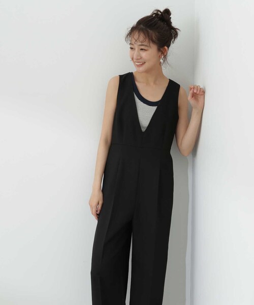N.(N. Natural Beauty Basic)(エヌエヌナチュラルビューティーベーシック)の「◆Vネックサロペット(サロペット/オーバーオール・レディース・ブラック/ベージュ・MEDIUM)」の21枚目の写真